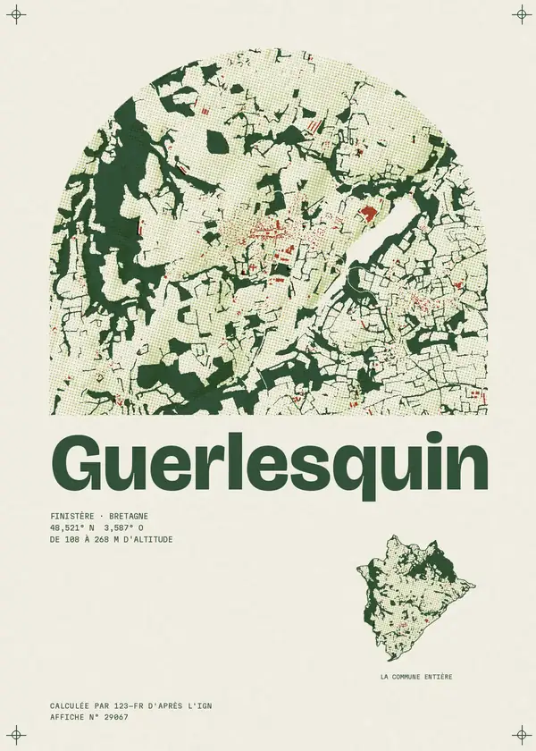 Affiche de Guerlesquin, calculée par 123-fr d'après l'IGN