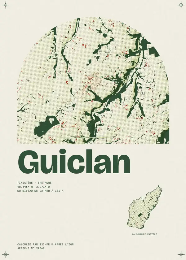 Affiche de Guiclan, calculée d'après l'IGN