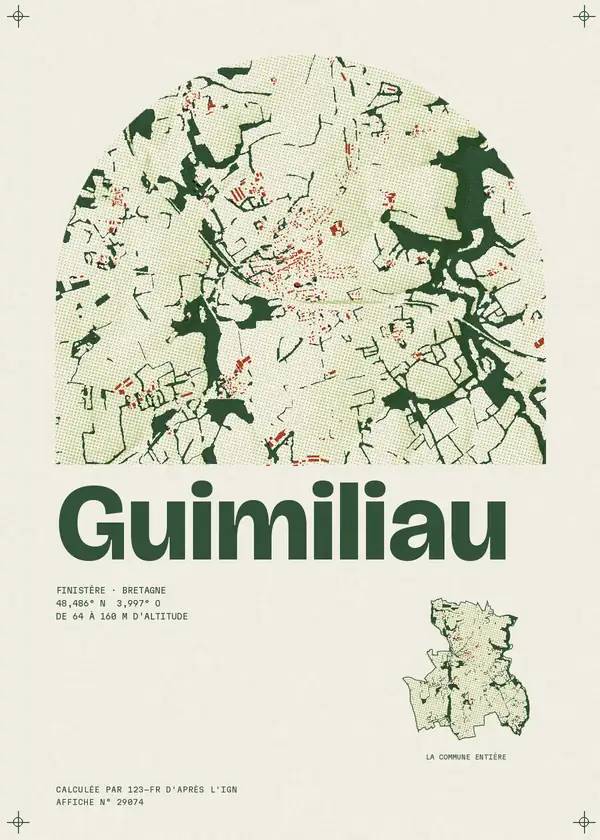 Affiche de Guimiliau, calculée par 123-fr d'après l'IGN