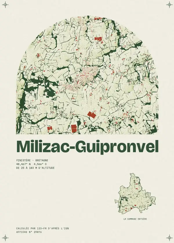 Affiche de Milizac-Guipronvel, calculée par 123-fr d'après l'IGN