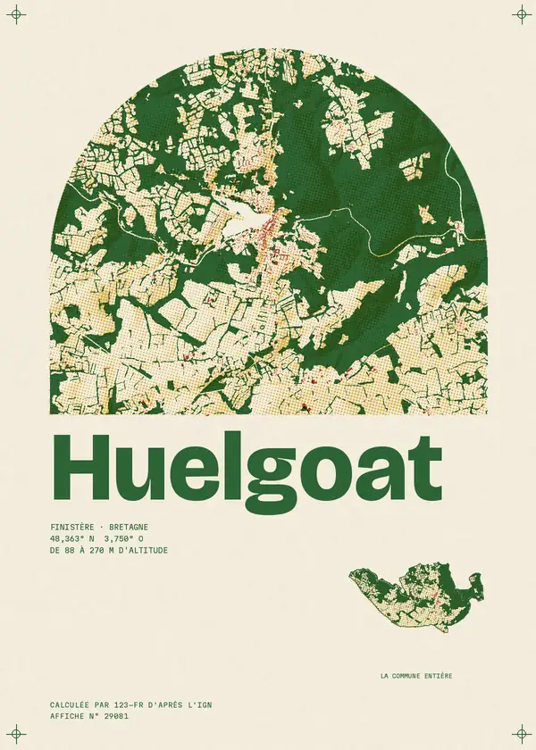 Affiche de Huelgoat, calculée par 123-fr d'après l'IGN