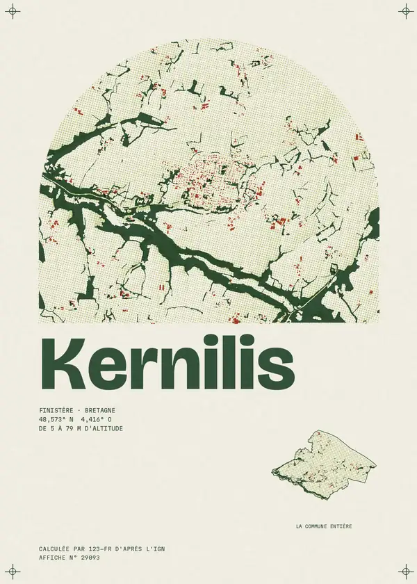 Affiche de Kernilis, calculée par 123-fr d'après l'IGN