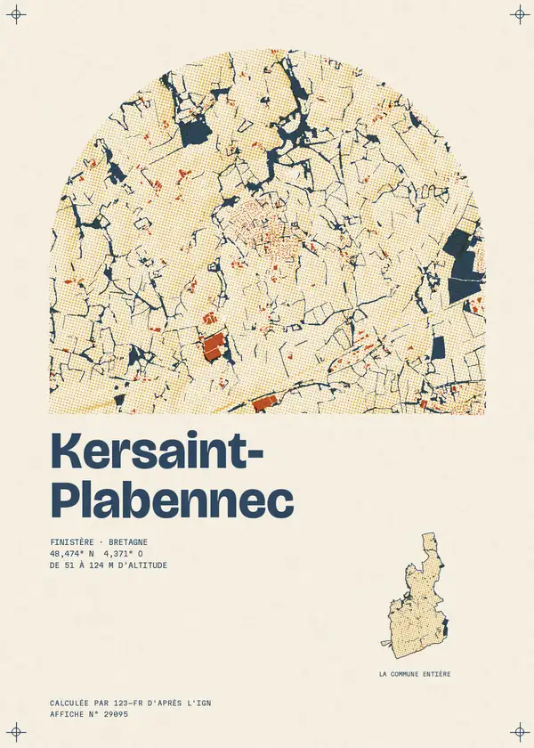 Affiche de Kersaint-Plabennec, calculée par 123-fr d'après l'IGN