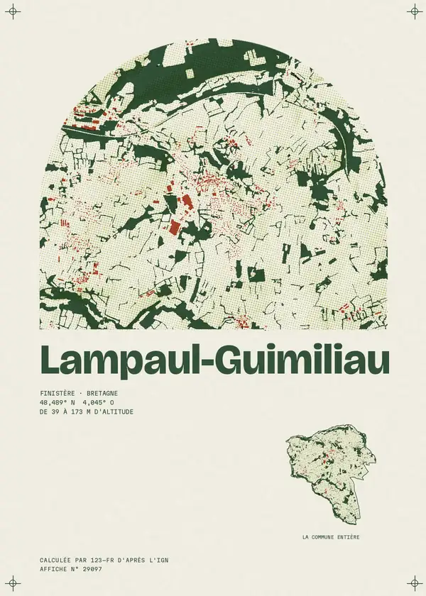 Affiche de Lampaul-Guimiliau, calculée par 123-fr d'après l'IGN