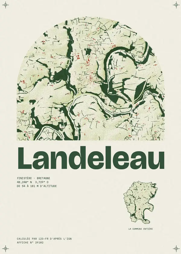 Affiche de Landeleau, calculée par 123-fr d'après l'IGN