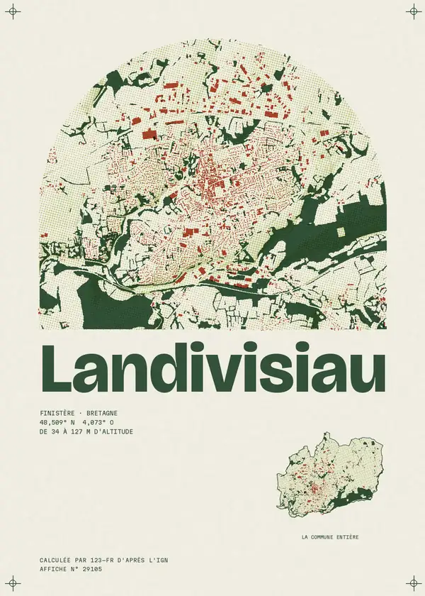 Affiche de Landivisiau, calculée par 123-fr d'après l'IGN