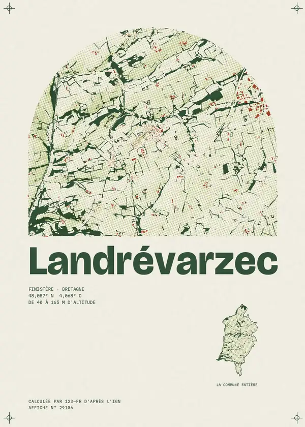Affiche de Landrévarzec, calculée par 123-fr d'après l'IGN