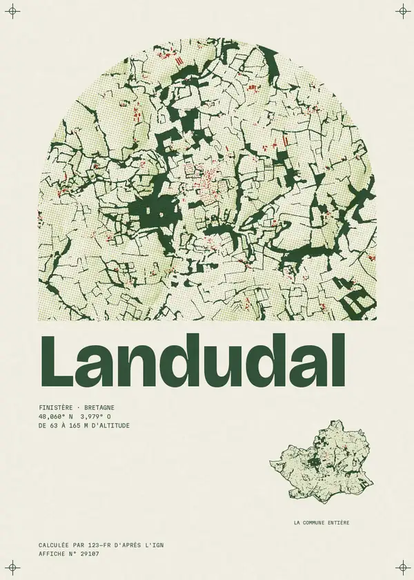 Affiche de Landudal, calculée par 123-fr d'après l'IGN