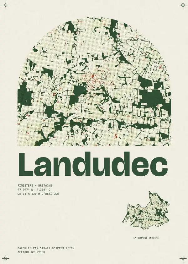 Affiche de Landudec, calculée par 123-fr d'après l'IGN