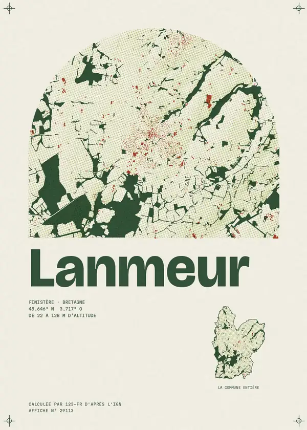 Affiche de Lanmeur, calculée par 123-fr d'après l'IGN