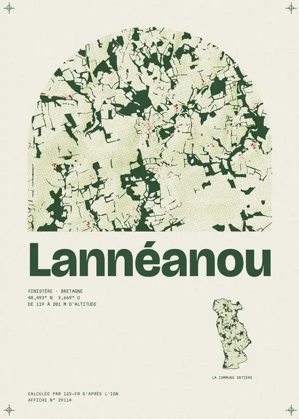Affiche de Lannéanou, calculée par 123-fr d'après l'IGN