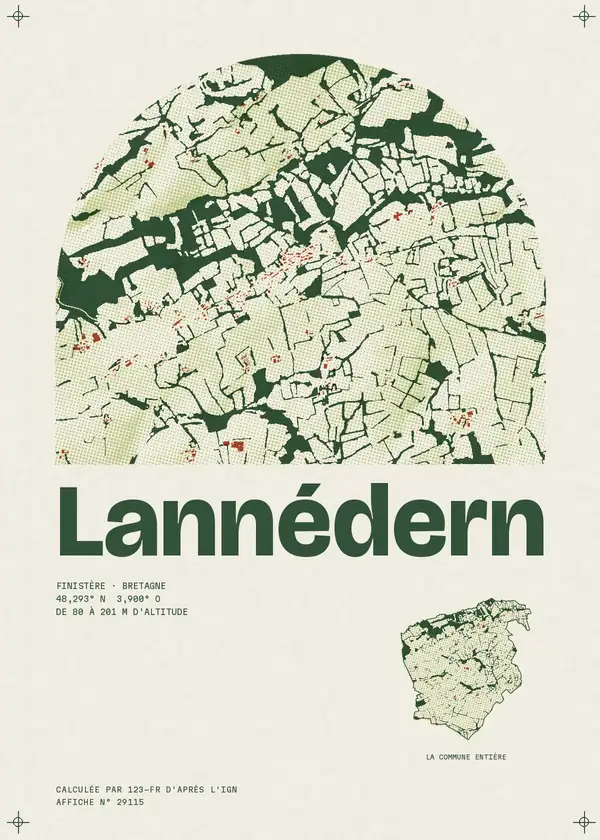 Affiche de Lannédern, calculée par 123-fr d'après l'IGN