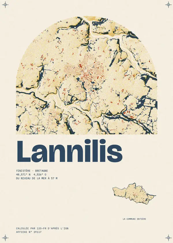 Affiche de Lannilis, calculée par 123-fr d'après l'IGN