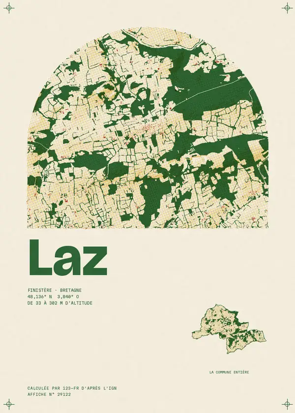 Affiche de Laz, calculée par 123-fr d'après l'IGN