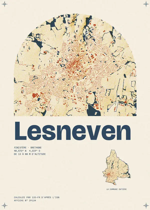 Affiche de Lesneven, calculée par 123-fr d'après l'IGN