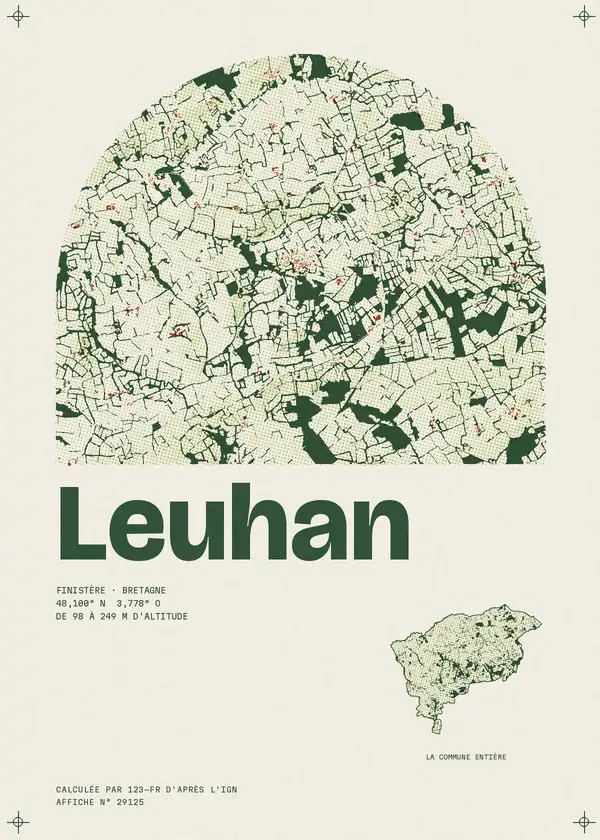 Affiche de Leuhan, calculée par 123-fr d'après l'IGN