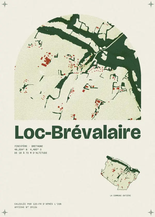 Affiche de Loc-Brévalaire, calculée par 123-fr d'après l'IGN