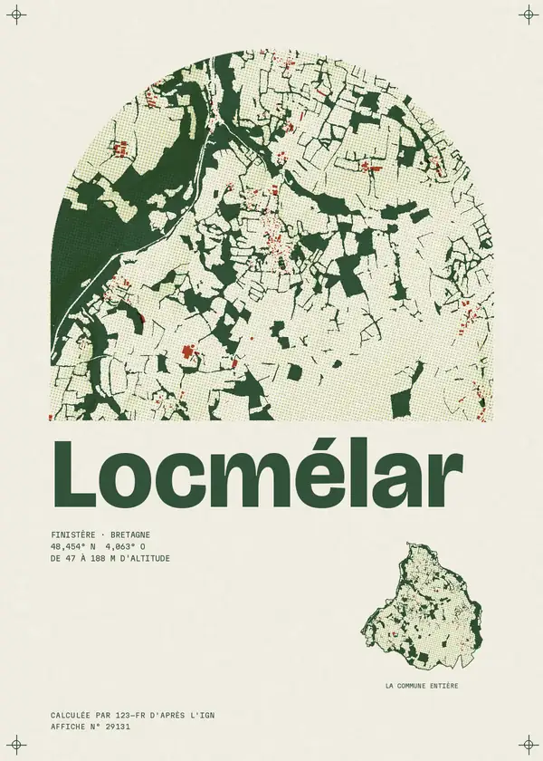 Affiche de Locmélar, calculée par 123-fr d'après l'IGN