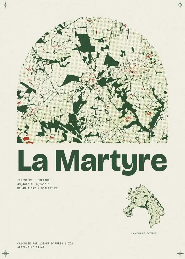 Affiche de La Martyre, calculée par 123-fr d'après l'IGN