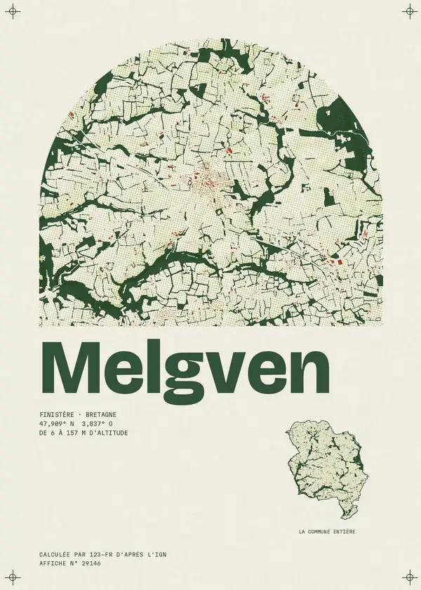 Affiche de Melgven, calculée par 123-fr d'après l'IGN