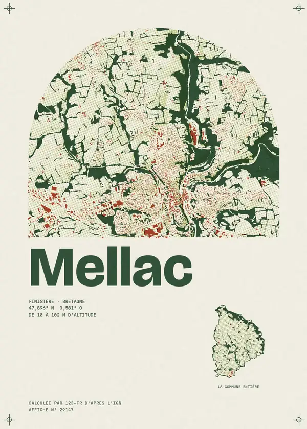 Affiche de Mellac, calculée par 123-fr d'après l'IGN
