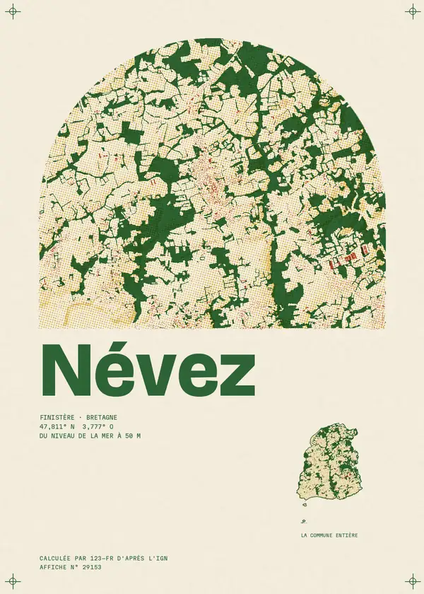 Affiche de Névez, calculée par 123-fr d'après l'IGN