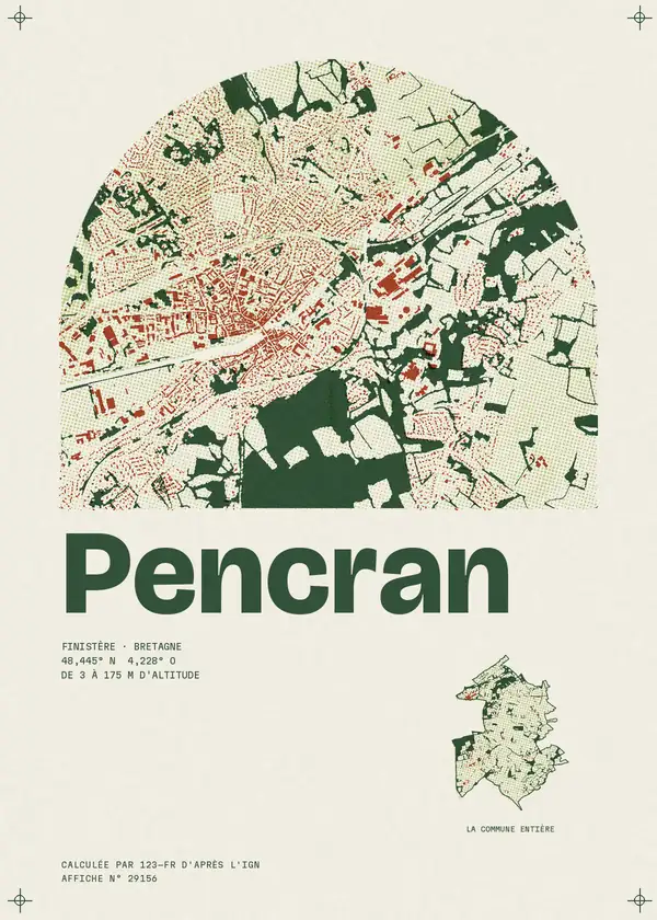 Affiche de Pencran, calculée par 123-fr d'après l'IGN