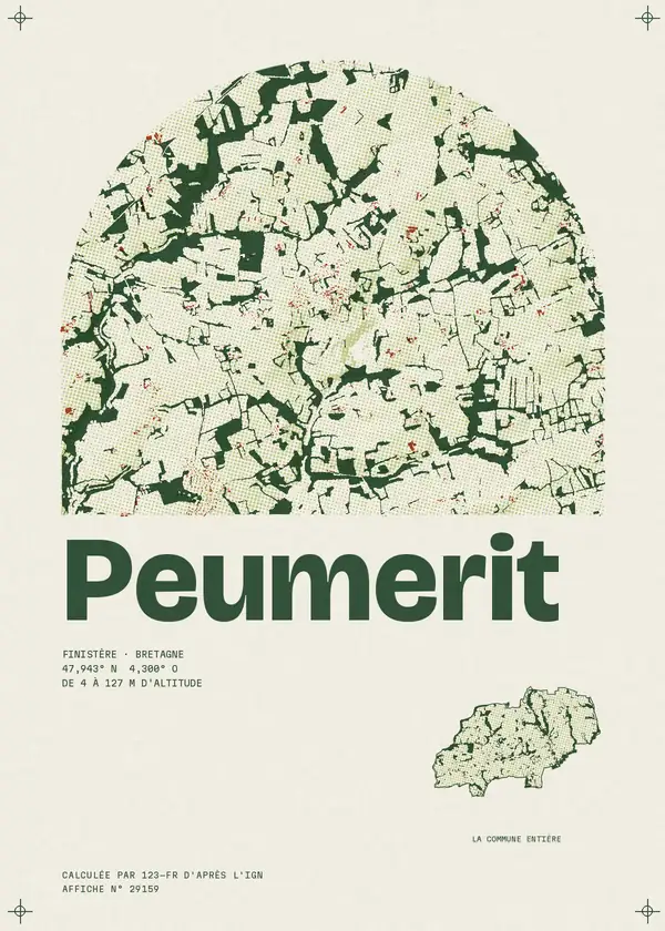 Affiche de Peumerit, calculée par 123-fr d'après l'IGN