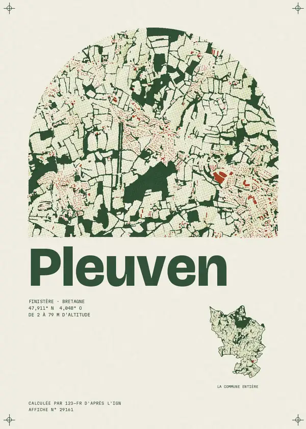 Affiche de Pleuven, calculée par 123-fr d'après l'IGN