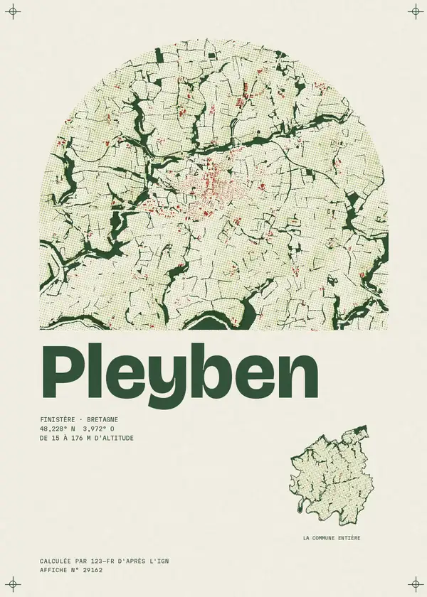 Affiche de Pleyben, calculée par 123-fr d'après l'IGN