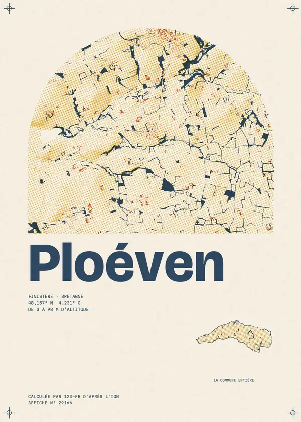 Affiche de Ploéven, calculée par 123-fr d'après l'IGN