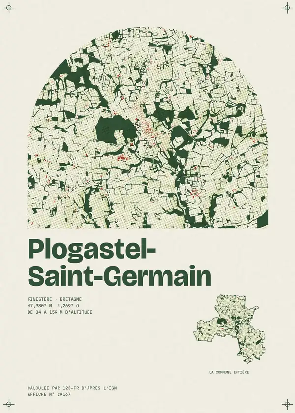 Affiche de Plogastel-Saint-Germain, calculée par 123-fr d'après l'IGN