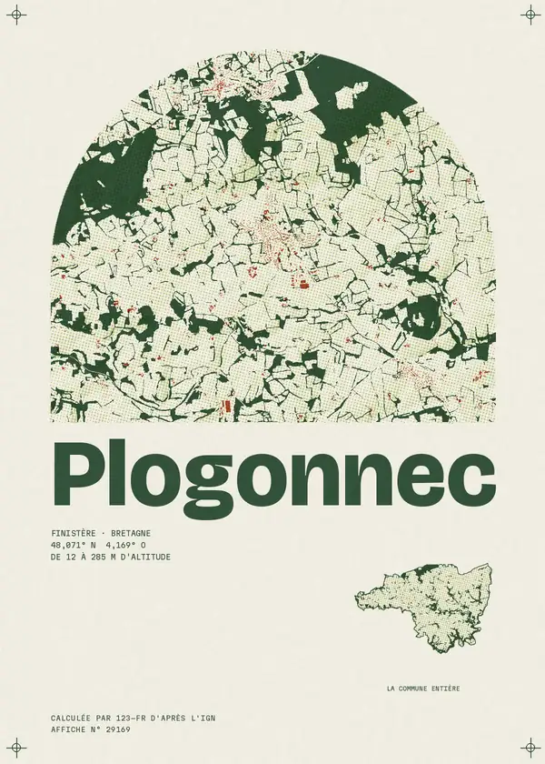 Affiche de Plogonnec, calculée par 123-fr d'après l'IGN