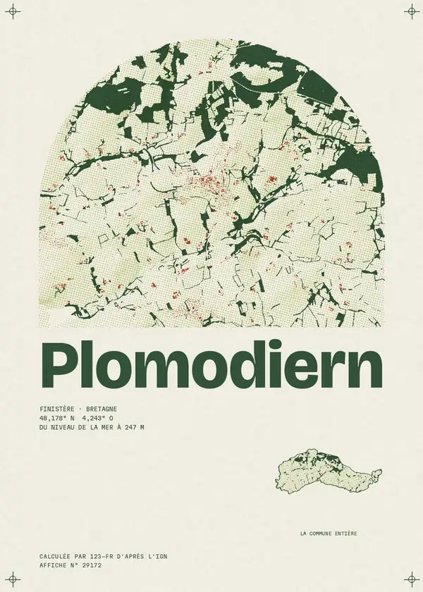 Affiche de Plomodiern, calculée par 123-fr d'après l'IGN