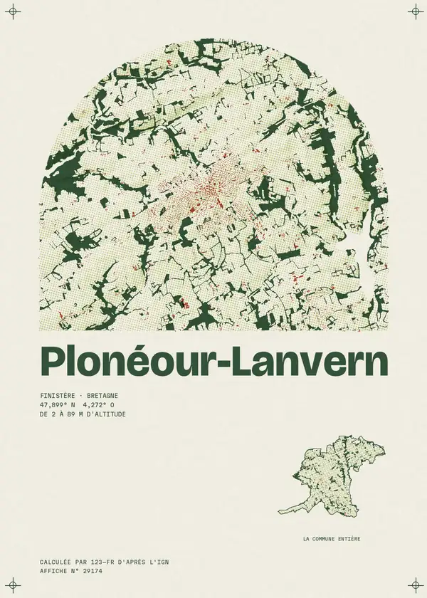 Affiche de Plonéour-Lanvern, calculée par 123-fr d'après l'IGN