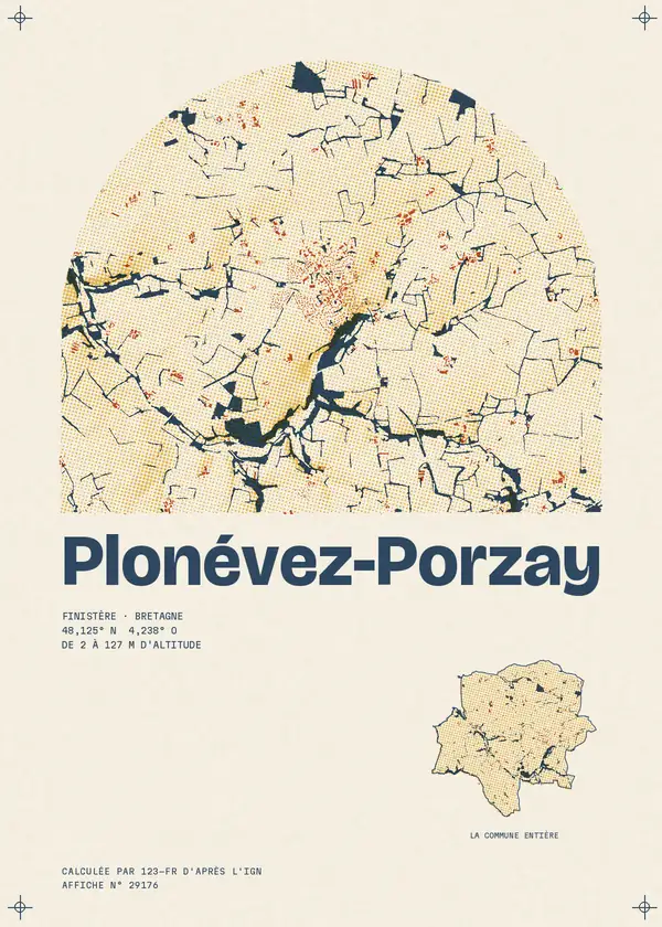 Affiche de Plonévez-Porzay, calculée par 123-fr d'après l'IGN