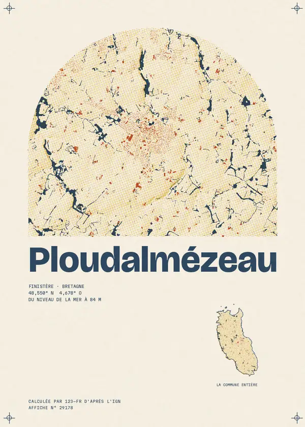 Affiche de Ploudalmézeau, calculée par 123-fr d'après l'IGN