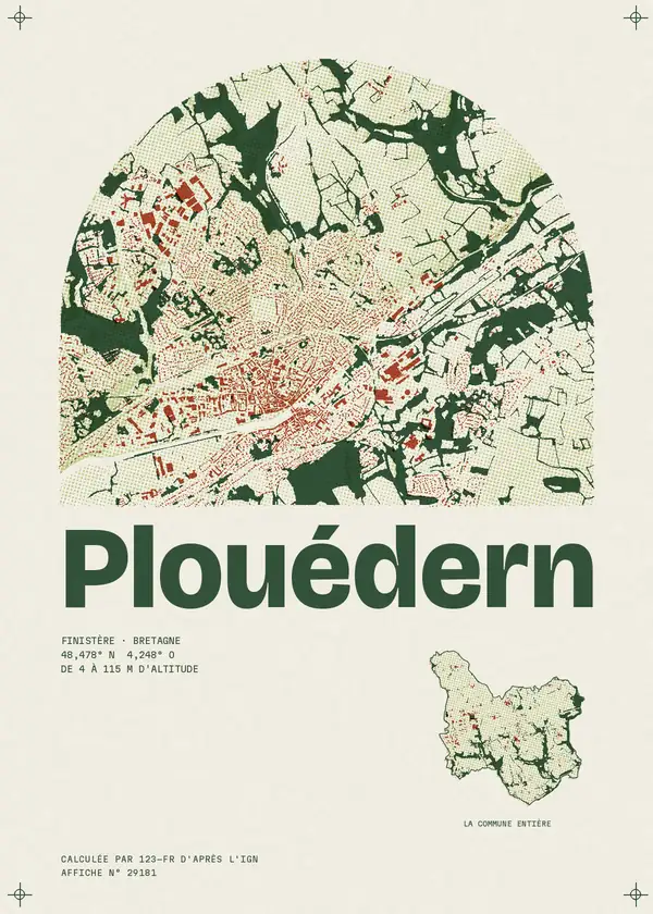 Affiche de Plouédern, calculée par 123-fr d'après l'IGN