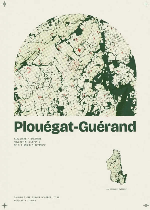 Affiche de Plouégat-Guérand, calculée par 123-fr d'après l'IGN