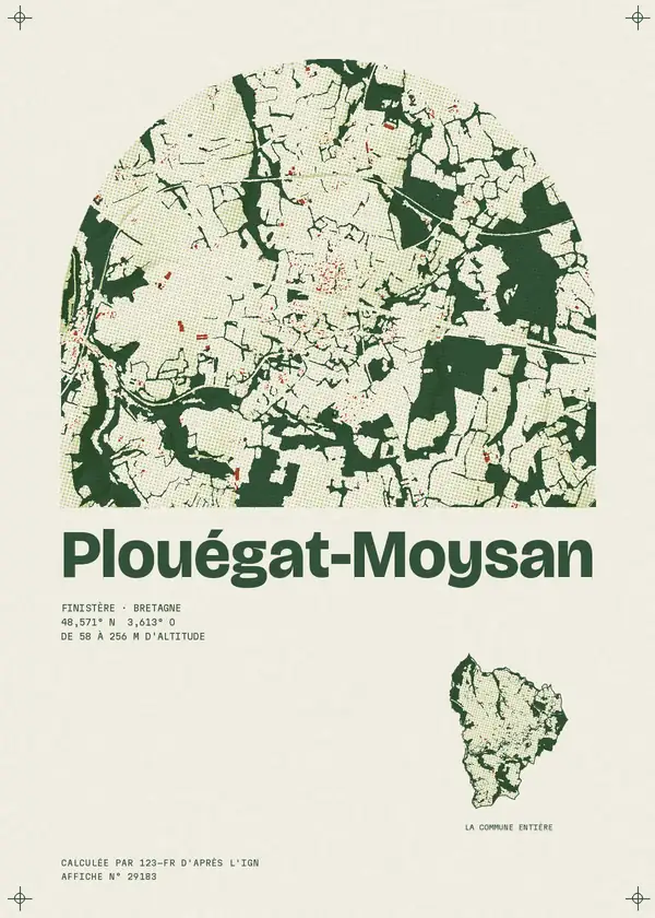 Affiche de Plouégat-Moysan, calculée par 123-fr d'après l'IGN