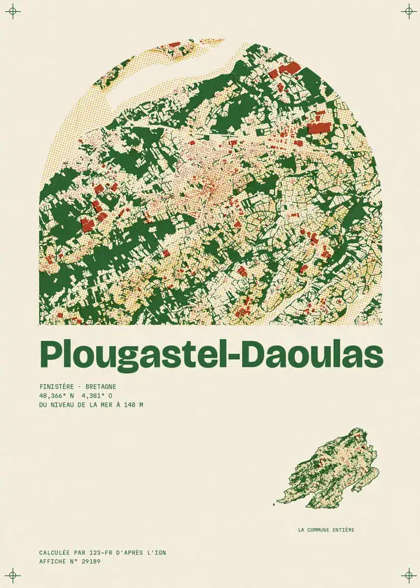 Affiche de Plougastel-Daoulas, calculée par 123-fr d'après l'IGN