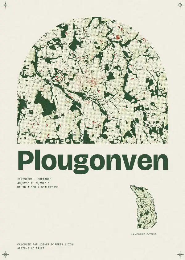 Affiche de Plougonven, calculée par 123-fr d'après l'IGN