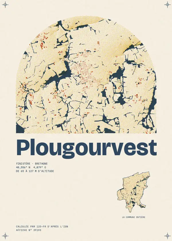 Affiche de Plougourvest, calculée par 123-fr d'après l'IGN