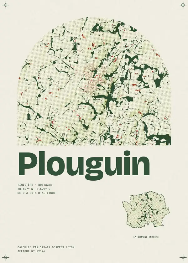 Affiche de Plouguin, calculée par 123-fr d'après l'IGN
