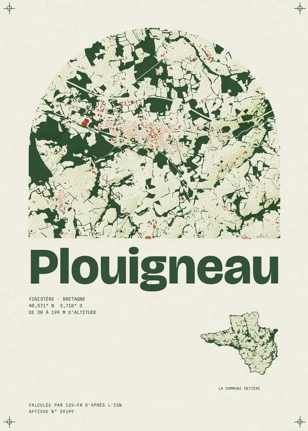 Affiche de Plouigneau, calculée par 123-fr d'après l'IGN