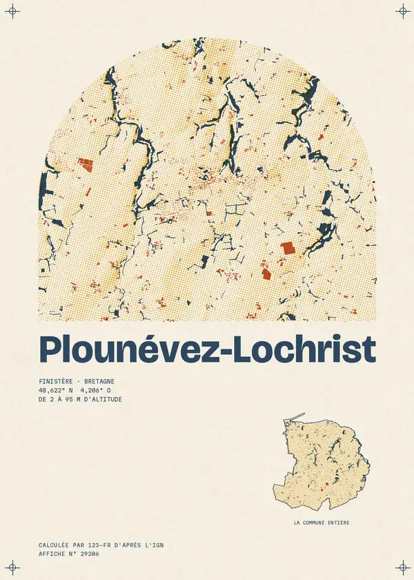 Affiche de Plounévez-Lochrist, calculée par 123-fr d'après l'IGN