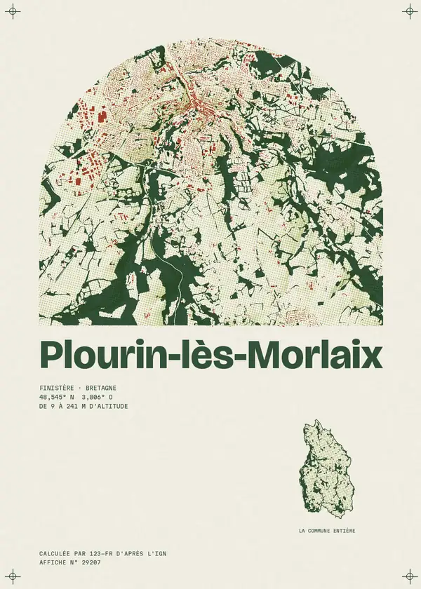 Affiche de Plourin-lès-Morlaix, calculée par 123-fr d'après l'IGN