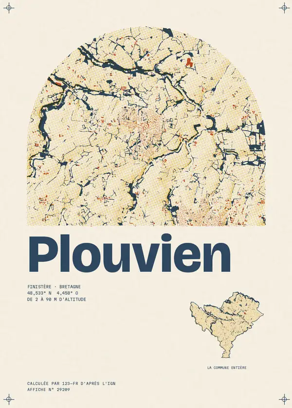 Affiche de Plouvien, calculée par 123-fr d'après l'IGN