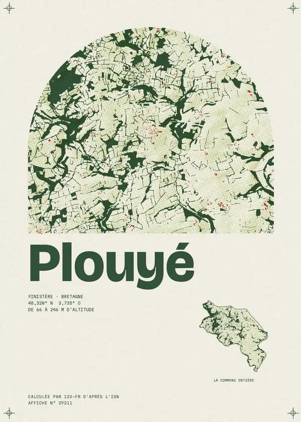 Affiche de Plouyé, calculée par 123-fr d'après l'IGN