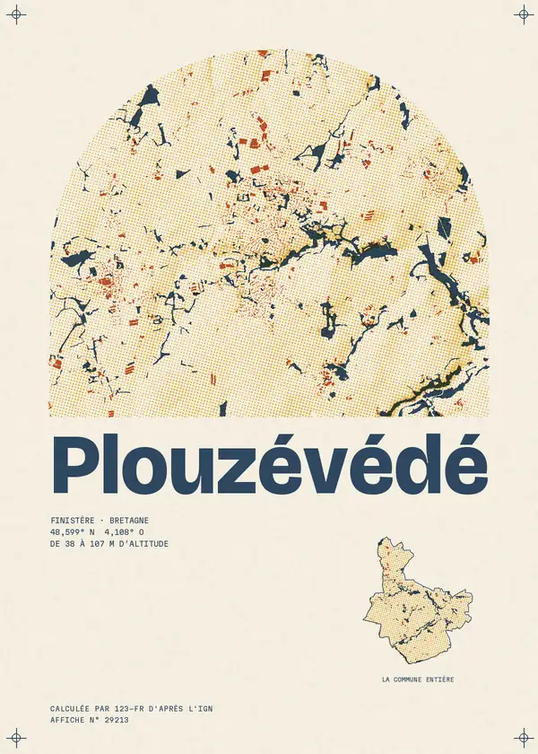 Affiche de Plouzévédé, calculée par 123-fr d'après l'IGN